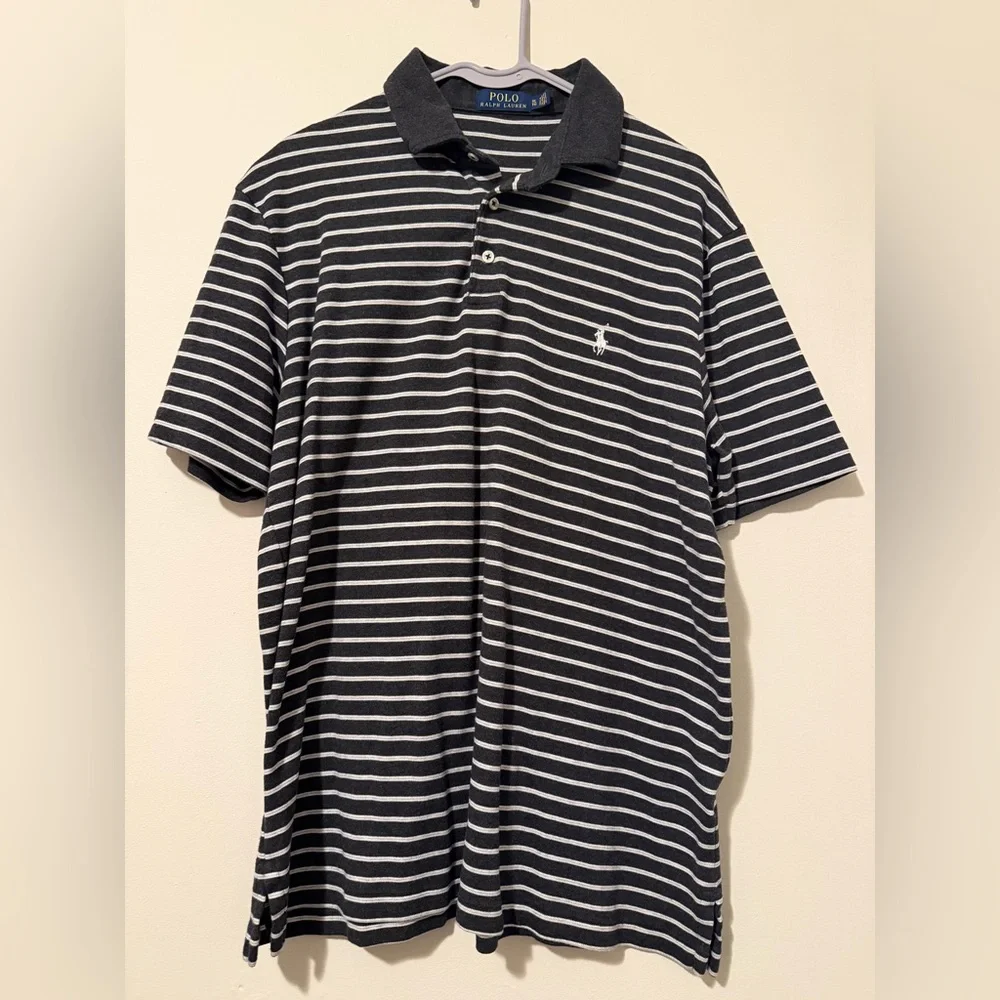 Polo Ralph Lauren Striped Polo Shirt XL Black White